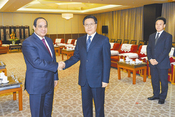 ཝང་ཏུང་མིང་དང་ཝེ་ཧུང་རྣམ་གཉིས་ཀྱིས་ཨེ་ཅིབ་ཀྱི་སྲིད་འཛིན་སའེ་ཞི་ལ་མཇལ་འཕྲད་གནང་།