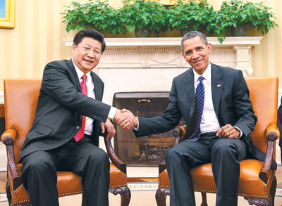ཞི་ཅིན་ཕིང་གིས་ཨ་རིའི་སྲིད་འཛིན་ཨཱོ་པ་མ་དང་གྲོས་མོལ་གནང་།