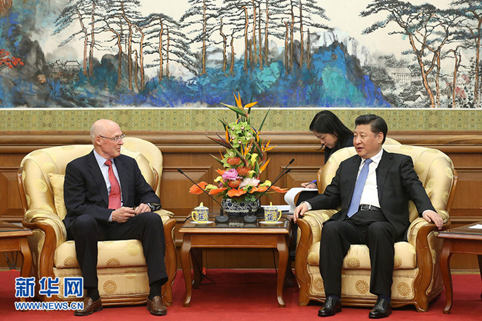 ཞི་ཅིན་ཕིང་གིས་ཨ་མེ་རི་ཁའི་སྔོན་མའི་ནོར་སྲིད་འགན་འཛིན་པ་པོར་སིན་དང་མཇལ་འཕྲད་གནང་།
