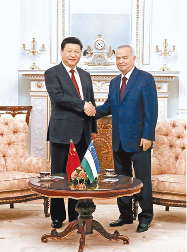 ཞི་ཅིང་ཕིང་གིས་ཨུ་ཟ་བྷེ་ཁི་སི་ཐན་གྱི་སྲིད་འཛིན་ཁ་ལི་མོ་ཧྥོ་དང་མཇལ་འཕྲད་གནང་།
