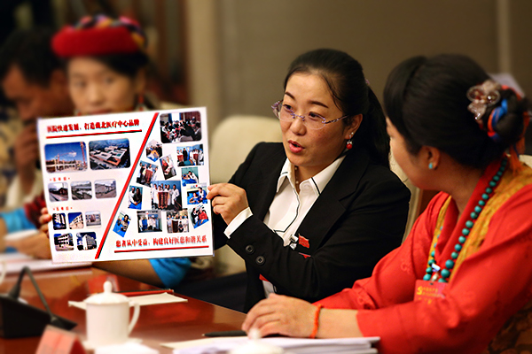 བོད་ལྗོངས་འཐུས་མི་ཚོགས་པའི་ཚོགས་ཆུང་ཁག་བགོས་གྲོས་བསྡུར་ཐོག་རང་ལྗོངས་འཐུས་མིས་བོད་ཀྱི་འཕེལ་རྒྱས་གླེང་བ།