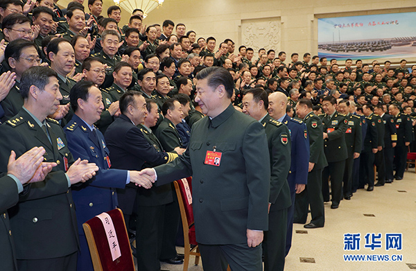 ཞི་ཅིན་ཕིང་དམག་དཔུང་གི་འགོ་ཁྲིད་ལས་བྱེད་པའི་གྲོས་ཚོགས་ལ་ཕེབས་པ་མ་ཟད་གལ་ཆེའི་གསུང་བཤད་གནང་བ།