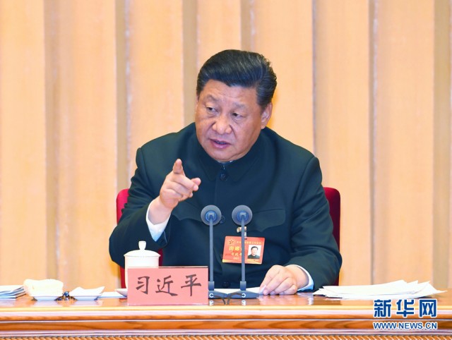 ཞི་ཅིན་ཕིང་ཀྲུང་དབྱང་དམག་དོན་ཨུ་ཡོན་ལྷན་ཁང་གི་དམག་དོན་བྱ་བའི་གྲོས་ཚོགས་ལ་ཞུགས་ནས་གཏམ་བཤད་གལ་ཆེན་གནང་།