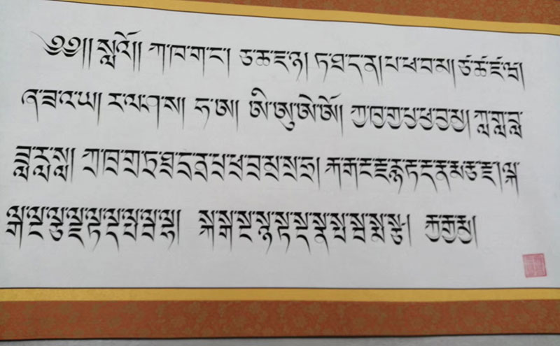 དཀར་མཛེས་སུ་གངས་ལྗོངས་ཡིག་གཟུགས་སྣ་བརྒྱའི་ཞལ་ཐང་རིང་མོ་བཤམས་སྟོན་བྱས་པ།