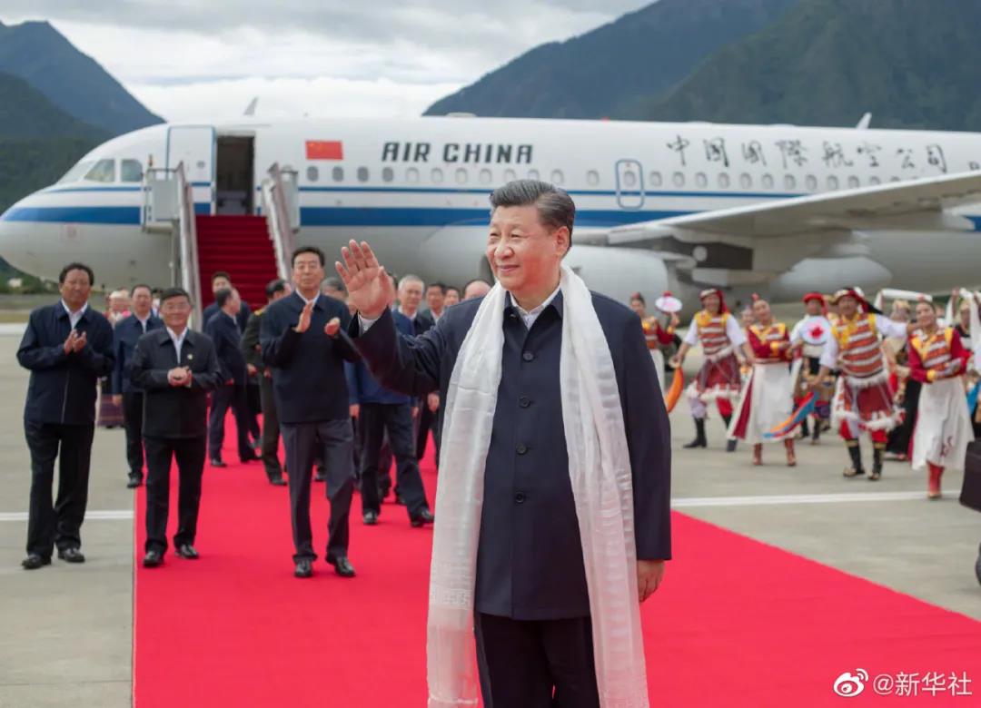 ཞི་ཅིན་ཕིང་གིས་བོད་ལྗོངས་ཉིང་ཁྲིར་བརྟག་ཞིབ་གནང་བ།
