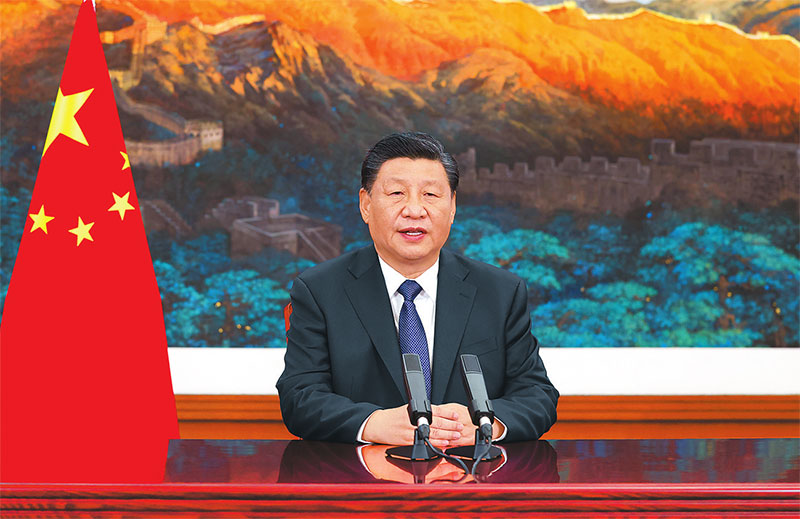 ཞི་ཅིན་ཕིང་གིས“2021ལོའི་ཚུང་ཏུའུ་རྒྱལ་སྤྱིའི་གླེང་སྟེགས”ཀྱི་འགོ་ཚུགས་མཛད་སྒོར་བརྙན་ལམ་ཐོག་ནས་ཤིས་ཚིག་བསྒྲོན་པ།