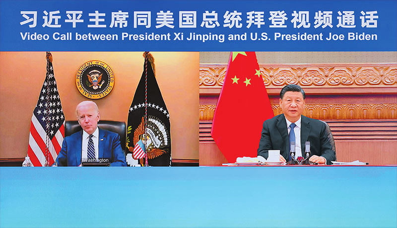 ཞི་ཅིན་ཕིང་གིས་ཨ་རིའི་ཙུང་ཐུང་པའེ་ཀྲེན་དང་བརྙན་ལམ་ནས་བཀའ་མོལ་གནང་བ།