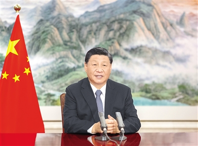 ཞི་ཅིན་ཕིང་གིས་ཀྲུང་གོ་རྒྱལ་སྤྱིའི་ནང་འདྲེན་དངོས་མང་སྟོན་ཚོགས་སྐབས་ལྔ་པའི་འགོ་ཚུགས་མཛད་སྒོར་ཤིས་ཚིག་གསུངས་པ།